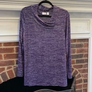 Chico’s Weekend TUNIC SWEATER TOP / Purple &Silver